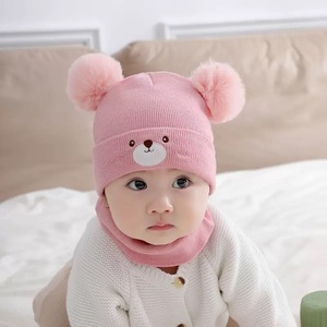 Hot Selling Pasgeboren <span class=keywords><strong>Baby</strong></span> Gebreide Muts Muts Sjaal <span class=keywords><strong>Set</strong></span> Schattig Houd Warm Kinderen Voor Winter Buiten - Product Image 4