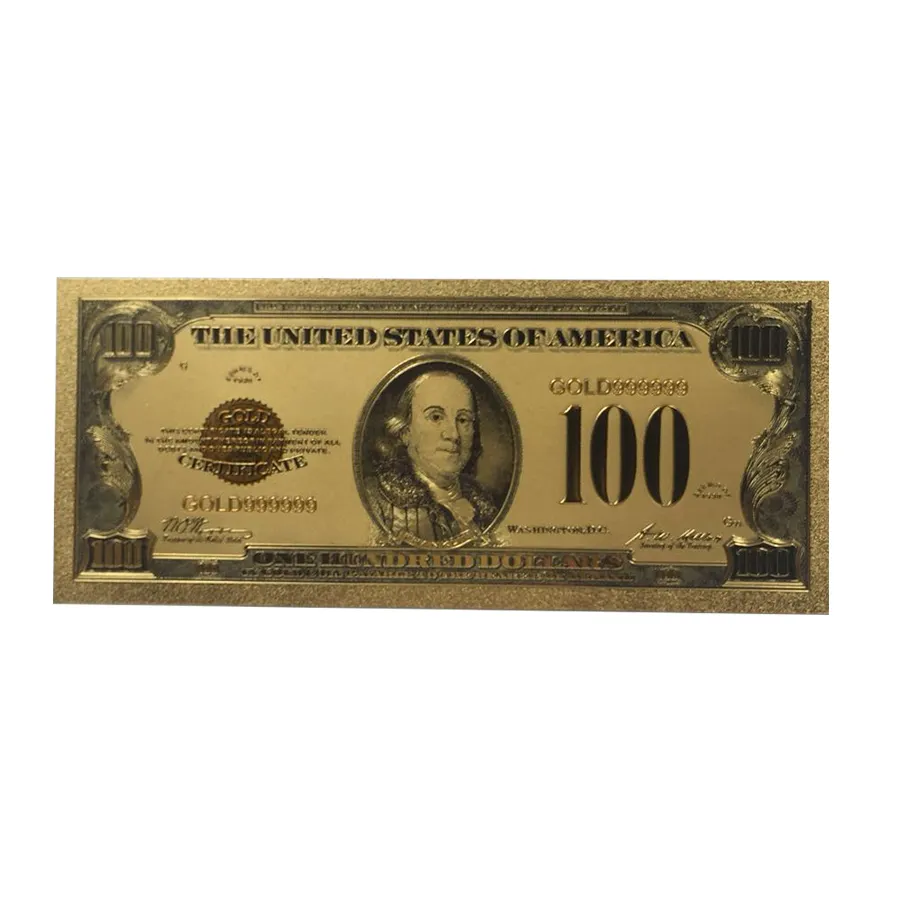 24k Gold Leaf 1928 Ano EUA 100 Dólar Colorido Filme Banknote Design Personalizado