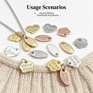 Étiquettes personnalisées en métal faites à la main, en forme de cœur et de fleur, plaquées, pour la fabrication de bijoux, les accessoires artisanaux et le secteur de l'habillement - Product Image 6