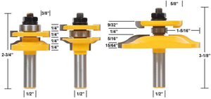 3 cái 1/2 "Shank 1/4 răng Stile & đường sắt lắp ráp lớn lên bảng điều chỉnh Router bits chế biến gỗ phay Cutter Set - Product Image 2