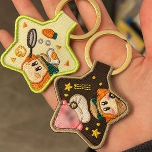 定制徽标刺绣狗形钥匙扣压花星星可爱环保3D形状锌合金促销商务礼品 - Product Image 4