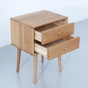 Oak <b>Bedside</b> Cabinet With Two Drawers Eco-Friendly Bedroom Furniture - Product Image 2