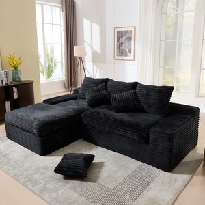 Sofá Compacto al Vacío, Minimalista, de Una Sola Fila, para Apartamentos Pequeños, Sala de Estar, Felpa de Conejo, Rayas Gruesas, Estilo Bloque de Tofu - Product Image 4