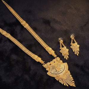Wholesale Long Floral Design Indian Fashion Jewelry 14K 18K 24K Gold Plated Brass Orthodox Religious Ornament - Product Image 1