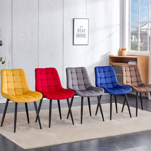 Chaises de cuisine modernes et bon marché, sans accoudoirs, pieds en métal, revêtement en velours brun, pour îlot de cuisine - Product Image 4