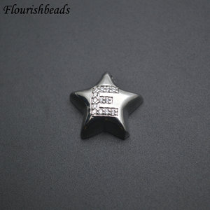 Metallo ottone a forma di stella CZ pavimentato 26 ventisei lettere distanziatore perline all'ingrosso - Product Image 6