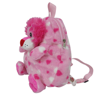 Nouveau cadeau de la Saint-Valentin à la mode Sac à dos en forme de lion rose Oreiller en peluche douce pour le soulagement du stress Sac à bonbons