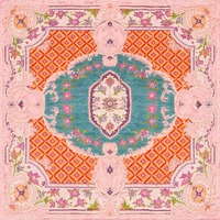 Tapis de jeu de mahjong vintage jaune doré à motif médaillon oriental, motif tapis persan vieilli, antidérapant
