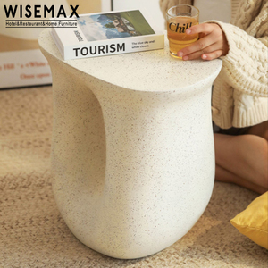 WISEMAX FURNITURE mobili da soggiorno nordici tavolino da salotto ovale piccolo tavolino da caffè in <span class=keywords><strong>resina</strong></span> con struttura in fibra di vetro <span class=keywords><strong>bianco</strong></span> per la casa - Product Image 5