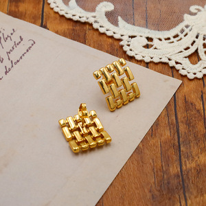 Geometric Metal Stud Earrings Gold Zinc Alloy Stainless Steel Post Women Fashion Jewelry - Product Image 1