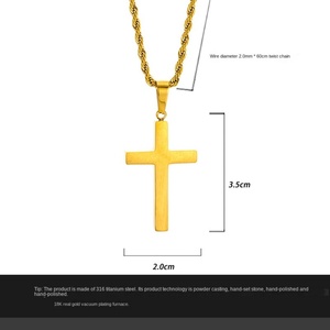 <b>Cross</b> Necklace for Men 316L Stainless Steel 18K Gold Plated Rope <b>Chain</b> Christian Faith Durable Daily Wear Non Tarnish Christmas - Product Image 6
