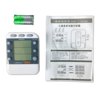 Minuterie électronique numérique portable à 3 canaux avec contrôle par bouton, alimentation, rappel d'alarme et chronomètre manuel