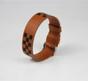 Pulsera de cuero con estampado en caliente para hombre y mujer, pulsera personalizada con logotipo de lujo, RFID, nueva