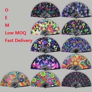 Grand éventail pliant réfléchissant dégradé de 34 cm en bambou, peint, pour festivals, musique, danse, style japonais et chinois, pour Halloween - Product Image 4