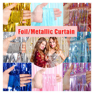 Rideau à Franges Métalliques pour Toile de Fond de Mariage, Décoration de Fête de Noël, Rideau à Gland en Feuille, Rideaux de Pluie en Feuille - Product Image 2