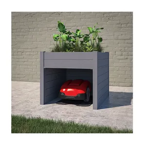 Boîte de plantation en bois 50 cm, Auto-Robot tondeuse, abri de maison, jardin, voiture, Garage en bois