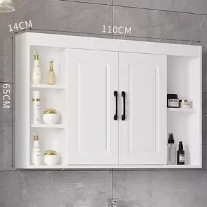 100% Waterproof White PVC Medicine Cabinet Wall Mounted Cheap Bathroom Mirror Cabinet Units