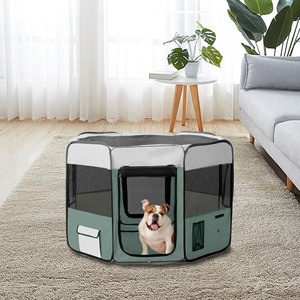 Portátil Indoor Outdoor <span class=keywords><strong>Pet</strong></span> Cercadinho Grande Claro Dog <span class=keywords><strong>Playpen</strong></span> Com Zipper removível Telhado e Piso - Product Image 5