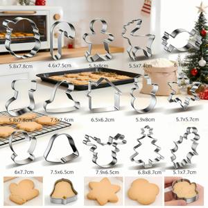 <span class=keywords><strong>Emporte</strong></span>-pièces de Noël en acier inoxydable de qualité alimentaire, formes étoile, bonhomme de neige, cloche, avec logo personnalisé, outil de pâtisserie pour biscuits de Noël - Product Image 6