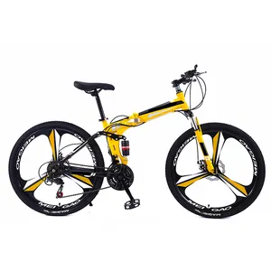 Atacado 21/24/27-speed mtb bicicleta suspensão total de aço carbono quadro 26 polegada adulto dobrável mountain bike para venda