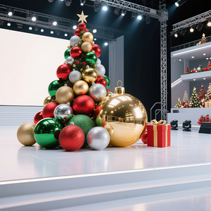 Addobbi per Capodanno e Natale Decorazioni per Negozi Sfera in Acciaio Inossidabile Argento/Oro/Rosso Grande Palla per Albero di Natale - Product Image 3
