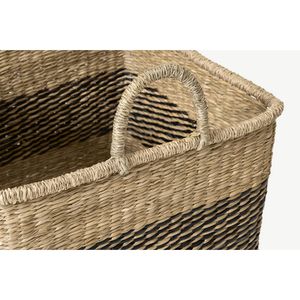 Handwoven <b>Rectangular</b> Seagrass Storage <b>Basket</b> With Handles Natural Classic Style Shelf Organizer Direct Vietnam Supplier - Product Image 4