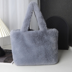 Bolso de mano esponjoso informal de gran capacidad para Otoño Invierno Lindo bolso de felpa dos asas dulces suaves de moda - Product Image 4