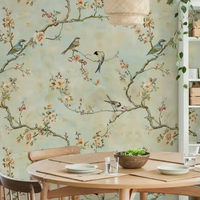 Papier peint SUNGPU Premium exquis à motifs d'oiseaux et de fleurs, thème vintage classique, pour salon, décoration murale intérieure