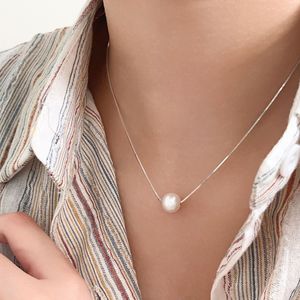 Collar de plata de ley S925 Yinruitai con perla natural de agua dulce y diseño de espina de serpiente para mujer, collar de lujo con una sola perla. - Product Image 1