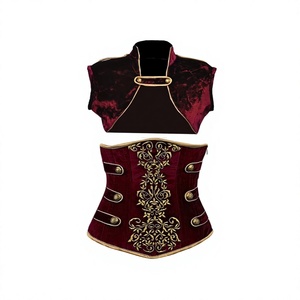 Velvet Embroidered <b>Corset</b> Waist Shaper <b>Women</b> Firm Control Hand Embroidery Design for Daily Wear - Product Image 3