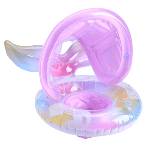 Mermaid Style Inflatable Swimming Ring With Sunshade For Babies 1-4 Years Old Pool Water Park Use - Product Image 5