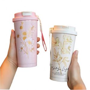 Gobelet isotherme de voyage en acier inoxydable à double paroi de 500 ml avec sangle en corde - Product Image 1
