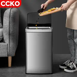 CCKO CK9919 15L/20L/30L/40L الفولاذ المقاوم للصدأ الكهربائية التلقائي القمامة القمامة النفايات الغبار بن صندوق قمامة بجهاز استشعار الذكية حاوية القمامة