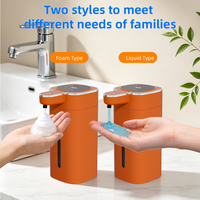 Distributeur de savon automatique sans contact de luxe, couleur orange, sans perçage, rechargeable par USB, infrarouge, pour salle de bain et cuisine