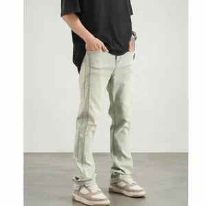 Oem Fog Private Label Blauw Fashion Brand Drop Verzending Voorraad Mannen S Ripped Skinny Jeans