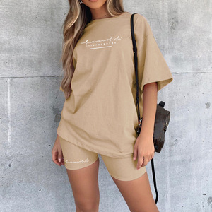 Set di abbigliamento Casual Casual da donna estivo stampato da donna t-shirt Cross Border per il tempo libero corto da donna Jogger sportivo in due pezzi - Product Image 1