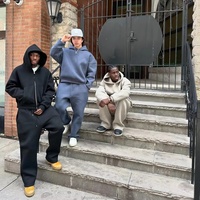 Ensemble de survêtement en coton surdimensionné 2 pièces pour hommes, style streetwear personnalisé, avec sweat à capuche et pantalon de jogging, grande taille, haute qualité