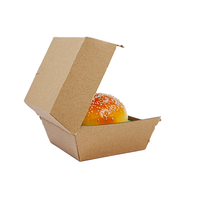 Boîte à hamburger pliable jetable en carton ondulé écologique avec logo personnalisé, gaufrage et pelliculage mat pour livraison rapide de repas