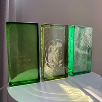 JYG peint vert solide verre bloc briques coloré décoration murale bâtiment maison cristal artisanat verre Chine
