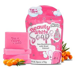 You Glow Babe - Paquete de 1 Jabón Blanqueador de Belleza Hecho a Mano con Extracto de Espino Amarillo y Caracol, 5 Barras de 70g, Jabón Sólido de Carbón Anti-Acné para Blanquear - Product Image 3