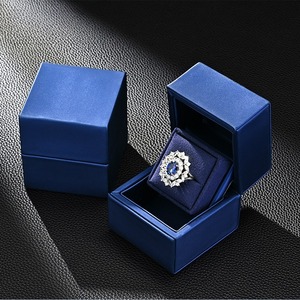 Custom New ring <b>storage</b> <b>box</b>, wedding proposal ring <b>box</b>, <b>blue</b> PU leather couple ring gift <b>box</b> - Product Image 1