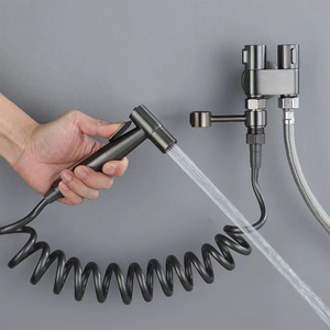 Modern Stainless Steel Bidet Sprayer Set for Hotels with High Pressure Double Outlet Angle Valve - Product Image 5