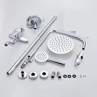 Ensemble de douche mural simple en ABS chromé argenté avec robinet en céramique, douchette à main réglable et kit de douche pluie pour usage hôtelier