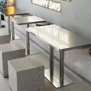 Tùy chỉnh hiện đại phong cách công nghiệp thép không gỉ bàn ăn, bàn dài, đồ nội thất phòng ăn trong nhà cho 4-<span class=keywords><strong>6</strong></span> người - Product Image 3