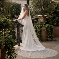 LUOXIN Voile de mariée style coréen de luxe léger avec perles, sans peigne, accessoire de coiffure de mariage, vente en gros