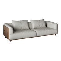 Ensemble de canapés de réception pour bureau, zone de négociation commerciale, canapé moderne minimaliste en cuir deux ou trois places, table basse