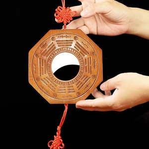 Peach Wood Hexagon Convex Concave <b>Mirror</b> Set 4Pcs Handmade Feng Shui Decorative <b>Craft</b> For Religious Temple Use - Product Image 2