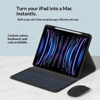 Clavier sans fil Bluetooth capacitif anti-ghosting personnalisé avec étui en silicone, fente magnétique pour stylet et combo souris pour iPad Pro 12,9 pouces, conforme ROHS