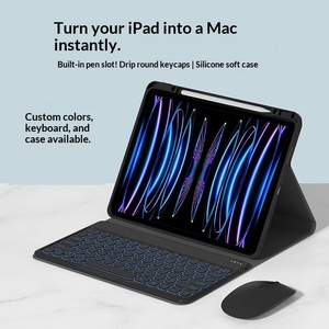 เคสคีย์บอร์ดซิลิโคนแบบ capacitive Anti-ghosting BT ไร้สายเคสปากกาแม่เหล็ก Combo Mouse <span class=keywords><strong>iPad</strong></span> Pro 12.9นิ้ว ROHS NO - Product Image 5