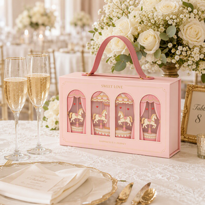 Boîte cadeau <span class=keywords><strong>en</strong></span> <span class=keywords><strong>carton</strong></span> rigide <span class=keywords><strong>en</strong></span> gros avec poignée, motif <span class=keywords><strong>carrousel</strong></span> rose, pour emballage de cosmétiques, bijoux, parfums, <span class=keywords><strong>en</strong></span> vrac - Product Image 2